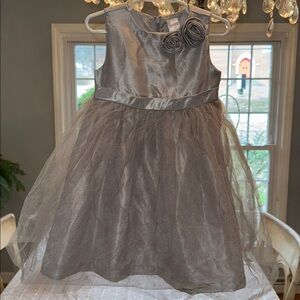 Gymboree girls Silver Sleeveless dress with Tulle overlay, size 3T, LN! 3D roses